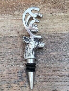 Silver Metal Stag Deer Head Wine Bottle Stopper